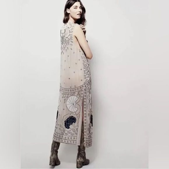 Free People Stuck On You Embellished Midi Maxi Beaded Dress M Rare - Picture 3 of 13